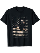 Bald Eagle 4th of July USA Flag Patriotic Distressed Gifts T-Shirt 180G 100% Cotton Printed Round Neck Short-Sleeve T-Shirt, Gifts for Men Dad Husband Grandpa, S-XXXL, Black