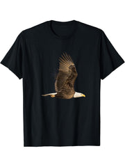 Bald Eagle TShirt American Patriotic 4th July Top Bird Lover T-Shirt 180G 100% Cotton Printed Round Neck Short-Sleeve T-Shirt, Gifts for Men Dad Husband Grandpa, S-XXXL, Black