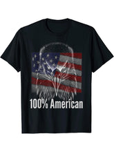 100% American Bald Eagle USA Patriotic Flag Tattoo T-Shirt 180G 100% Cotton Printed Round Neck Short-Sleeve T-Shirt, Gifts for Men Dad Husband Grandpa, S-XXXL, Black