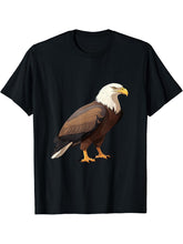 Bald Eagle bird lover illustration T-Shirt 180G 100% Cotton Printed Round Neck Short-Sleeve T-Shirt, Gifts for Men Dad Husband Grandpa, S-XXXL, Black
