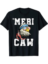 4th of July Bald Eagle Mericaw Merica USA Patriotic Veteran T-Shirt 180G 100% Cotton Printed Round Neck Short-Sleeve T-Shirt, Gifts for Men Dad Husband Grandpa, S-XXXL, Black