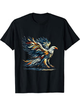 Colorful Impressionism Style Animal Lover Bald Eagle T-Shirt 180G 100% Cotton Printed Round Neck Short-Sleeve T-Shirt, Gifts for Men Dad Husband Grandpa, S-XXXL, Black