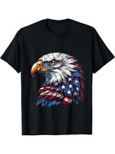 Bald Eagle US American Flag 4th Of July Proud Patriotic T-Shirt 180G 100% Cotton Printed Round Neck Short-Sleeve T-Shirt, Gifts for Men Dad Husband Grandpa, S-XXXL, Black