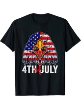 Happy 4th Of July USA Flag Bald Eagle Patriotic Eagle T-Shirt 180G 100% Cotton Printed Round Neck Short-Sleeve T-Shirt, Gifts for Men Dad Husband Grandpa, S-XXXL, Black