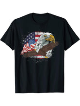 Freedom Patriotic American Bald Eagle US Flag Pride Eagle T-Shirt 180G 100% Cotton Printed Round Neck Short-Sleeve T-Shirt, Gifts for Men Dad Husband Grandpa, S-XXXL, Black
