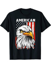 Beautiful Patriotic American Bald Eagle Mullet 4th Of July T-Shirt 180G 100% Cotton Printed Round Neck Short-Sleeve T-Shirt, Gifts for Men Dad Husband Grandpa, S-XXXL, Black
