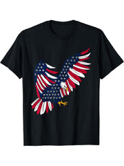 Eagle flag stars american animal bald eagle patriotic art T-Shirt 180G 100% Cotton Printed Round Neck Short-Sleeve T-Shirt, Gifts for Men Dad Husband Grandpa, S-XXXL, Black