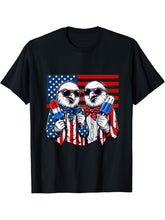Bald Eagle, Popsicle Patriotic American Flag 4th Of July T-Shirt 180G 100% Cotton Printed Round Neck Short-Sleeve T-Shirt, Gifts for Men Dad Husband Grandpa, S-XXXL, Black