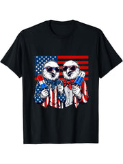 Bald Eagle, Popsicle Patriotic American Flag 4th Of July T-Shirt 180G 100% Cotton Printed Round Neck Short-Sleeve T-Shirt, Gifts for Men Dad Husband Grandpa, S-XXXL, Black