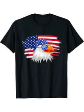 america patriotic or 4th of July or american flag bald eagle T-Shirt 180G 100% Cotton Printed Round Neck Short-Sleeve T-Shirt, Gifts for Men Dad Husband Grandpa, S-XXXL, Black