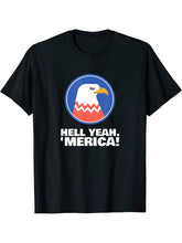 Hell Yeah 'Merica! Bald Eagle Funny T-Shirt 180G 100% Cotton Printed Round Neck Short-Sleeve T-Shirt, Gifts for Men Dad Husband Grandpa, S-XXXL, Black