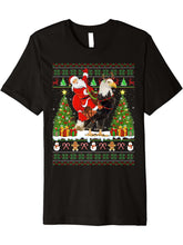Bald Eagle Bird Lover Ugly Santa Riding Bald Eagle Christmas Premium T-Shirt 180G 100% Cotton Printed Round Neck Short-Sleeve T-Shirt, Gifts for Men Dad Husband Grandpa, S-XXXL, Black