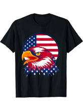 america patriotic or 4th of July or american flag bald eagle T-Shirt 180G 100% Cotton Printed Round Neck Short-Sleeve T-Shirt, Gifts for Men Dad Husband Grandpa, S-XXXL, Black