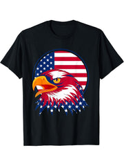 america patriotic or 4th of July or american flag bald eagle T-Shirt 180G 100% Cotton Printed Round Neck Short-Sleeve T-Shirt, Gifts for Men Dad Husband Grandpa, S-XXXL, Black