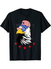 america patriotic or 4th of July or american flag bald eagle T-Shirt 180G 100% Cotton Printed Round Neck Short-Sleeve T-Shirt, Gifts for Men Dad Husband Grandpa, S-XXXL, Black