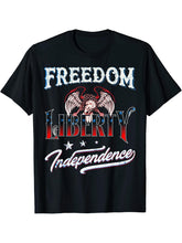 Freedom Liberty Independence Bald Eagle T-Shirt Men & Women T-Shirt 180G 100% Cotton Printed Round Neck Short-Sleeve T-Shirt, Gifts for Men Dad Husband Grandpa, S-XXXL, Black
