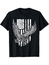 American Bald Eagle Eyes USA Flag Patriotic T-Shirt 180G 100% Cotton Printed Round Neck Short-Sleeve T-Shirt, Gifts for Men Dad Husband Grandpa, S-XXXL, Black