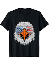 American Bald Eagle USA Flag Shirt 4th of July Eagle USA T-Shirt 180G 100% Cotton Printed Round Neck Short-Sleeve T-Shirt, Gifts for Men Dad Husband Grandpa, S-XXXL, Black