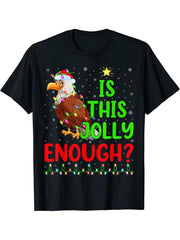 Funny Xmas Tree Is This Jolly Enough Bald Eagle Christmas T-Shirt 180G 100% Cotton Printed Round Neck Short-Sleeve T-Shirt, Gifts for Men Dad Husband Grandpa, S-XXXL, Black