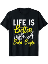 Eagle Lover Bird T-Shirt 180G 100% Cotton Printed Round Neck Short-Sleeve T-Shirt, Gifts for Men Dad Husband Grandpa, S-XXXL, Black