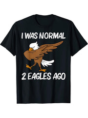 Cool Eagle For Men Women Dabbing Bald Flying Animal T-Shirt 180G 100% Cotton Printed Round Neck Short-Sleeve T-Shirt, Gifts for Men Dad Husband Grandpa, S-XXXL, Black