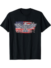 American Bald Eagle American Flag T-Shirt 180G 100% Cotton Printed Round Neck Short-Sleeve T-Shirt, Gifts for Men Dad Husband Grandpa, S-XXXL, Black