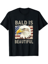 Bald Is Beautiful Bald Eagle T-Shirt 180G 100% Cotton Printed Round Neck Short-Sleeve T-Shirt, Gifts for Men Dad Husband Grandpa, S-XXXL, Black
