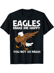Cool Eagle For Men Women Dabbing Bald Flying Animal T-Shirt 180G 100% Cotton Printed Round Neck Short-Sleeve T-Shirt, Gifts for Men Dad Husband Grandpa, S-XXXL, Black