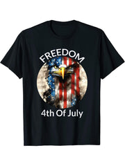 Flag America T-Shirt 180G 100% Cotton Printed Round Neck Short-Sleeve T-Shirt, Gifts for Men Dad Husband Grandpa, S-XXXL, Black