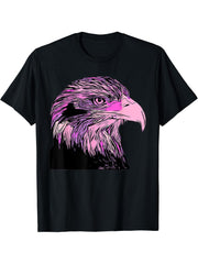 Colored Bird Bald Eagle American National Animal Patriotic T-Shirt 180G 100% Cotton Printed Round Neck Short-Sleeve T-Shirt, Gifts for Men Dad Husband Grandpa, S-XXXL, Black