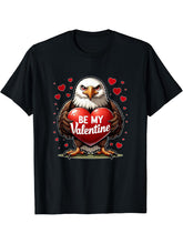 Be My Valentine Bald Eagle Heart T-Shirt 180G 100% Cotton Printed Round Neck Short-Sleeve T-Shirt, Gifts for Men Dad Husband Grandpa, S-XXXL, Black