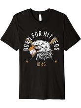 Born For Hitters American Bald Eagle Funny Baseball Premium T-Shirt 180G 100% Cotton Printed Round Neck Short-Sleeve T-Shirt, Gifts for Men Dad Husband Grandpa, S-XXXL, Black