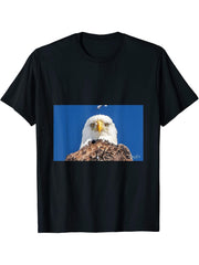 American Bald Eagle Stunning Image T-Shirt 180G 100% Cotton Printed Round Neck Short-Sleeve T-Shirt, Gifts for Men Dad Husband Grandpa, S-XXXL, Black