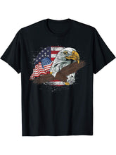 Freedom Patriotic American Bald Eagle US Flag Pride Eagle T-Shirt 180G 100% Cotton Printed Round Neck Short-Sleeve T-Shirt, Gifts for Men Dad Husband Grandpa, S-XXXL, Black