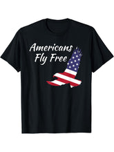 Americans Fly Free Eagle T-Shirt Bald Eagle Freedom Tee 180G 100% Cotton Printed Round Neck Short-Sleeve T-Shirt, Gifts for Men Dad Husband Grandpa, S-XXXL, Black