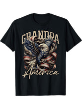 Grandpa Vintage USA Flag Bald Eagle Patriotic 4th of July T-Shirt 180G 100% Cotton Printed Round Neck Short-Sleeve T-Shirt, Gifts for Men Dad Husband Grandpa, S-XXXL, Black