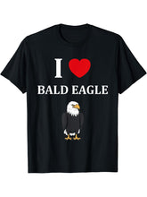 Bird Raptor Simple Bird Eagle Bird i love Bald Eagle T-Shirt 180G 100% Cotton Printed Round Neck Short-Sleeve T-Shirt, Gifts for Men Dad Husband Grandpa, S-XXXL, Black
