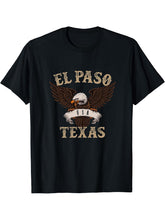 El Paso Texas USA Bald Eagle T-Shirt 180G 100% Cotton Printed Round Neck Short-Sleeve T-Shirt, Gifts for Men Dad Husband Grandpa, S-XXXL, Black