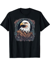 Bald eagle design T-Shirt 180G 100% Cotton Printed Round Neck Short-Sleeve T-Shirt, Gifts for Men Dad Husband Grandpa, S-XXXL, Black