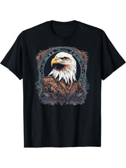 Bald eagle design T-Shirt 180G 100% Cotton Printed Round Neck Short-Sleeve T-Shirt, Gifts for Men Dad Husband Grandpa, S-XXXL, Black