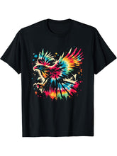 Eagle Tie Dye - Colorful Bald Eagle Bird Animal Lover T-Shirt 180G 100% Cotton Printed Round Neck Short-Sleeve T-Shirt, Gifts for Men Dad Husband Grandpa, S-XXXL, Black