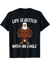 Cool Eagle Design For Men Women Bald Eagle Animal Bird Lover T-Shirt 180G 100% Cotton Printed Round Neck Short-Sleeve T-Shirt, Gifts for Men Dad Husband Grandpa, S-XXXL, Black