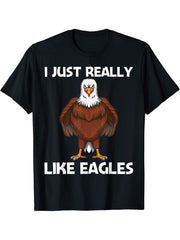 Cool Eagle Design For Men Women Bald Eagle Animal Bird Lover T-Shirt 180G 100% Cotton Printed Round Neck Short-Sleeve T-Shirt, Gifts for Men Dad Husband Grandpa, S-XXXL, Black