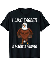 Cool Eagle Design For Men Women Bald Eagle Animal Bird Lover T-Shirt 180G 100% Cotton Printed Round Neck Short-Sleeve T-Shirt, Gifts for Men Dad Husband Grandpa, S-XXXL, Black