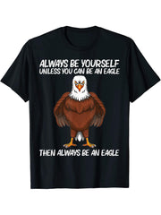 Cool Eagle Design For Men Women Bald Eagle Animal Bird Lover T-Shirt 180G 100% Cotton Printed Round Neck Short-Sleeve T-Shirt, Gifts for Men Dad Husband Grandpa, S-XXXL, Black