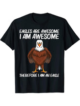Cool Eagle Design For Men Women Bald Eagle Animal Bird Lover T-Shirt 180G 100% Cotton Printed Round Neck Short-Sleeve T-Shirt, Gifts for Men Dad Husband Grandpa, S-XXXL, Black