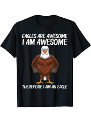 Cool Eagle Design For Men Women Bald Eagle Animal Bird Lover T-Shirt 180G 100% Cotton Printed Round Neck Short-Sleeve T-Shirt, Gifts for Men Dad Husband Grandpa, S-XXXL, Black