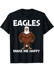 Cool Eagle Design For Men Women Bald Eagle Animal Bird Lover T-Shirt 180G 100% Cotton Printed Round Neck Short-Sleeve T-Shirt, Gifts for Men Dad Husband Grandpa, S-XXXL, Black