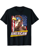 4th of July Americaw USA Flag Bald Eagle Patriotic Veteran T-Shirt 180G 100% Cotton Printed Round Neck Short-Sleeve T-Shirt, Gifts for Men Dad Husband Grandpa, S-XXXL, Black