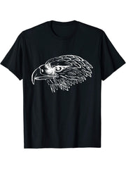 Eagle Head Shirt Bald Eagle Ornithology T-Shirt 180G 100% Cotton Printed Round Neck Short-Sleeve T-Shirt, Gifts for Men Dad Husband Grandpa, S-XXXL, Black